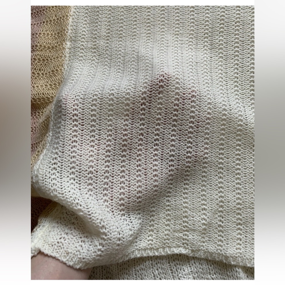 Miss Sparkling Oversized Open Knit Sweater Top Wmns L Earthy Striped Beachy Boho - Picture 7 of 11